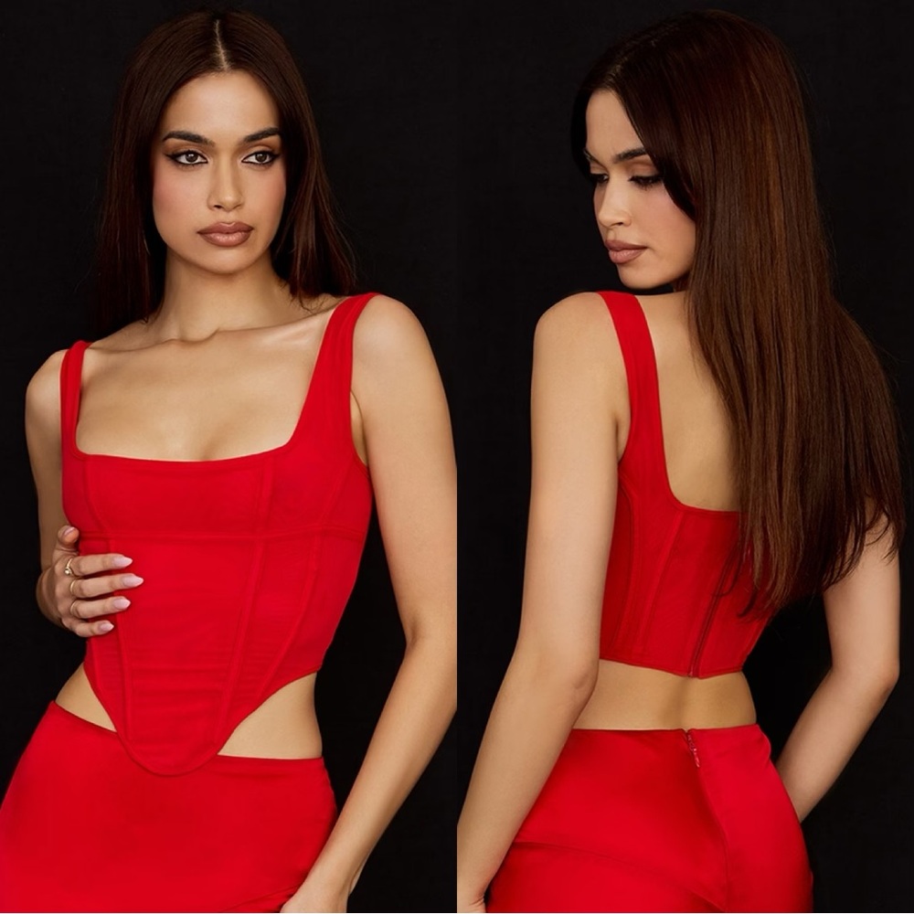 House of CB Red Crop Corset Top